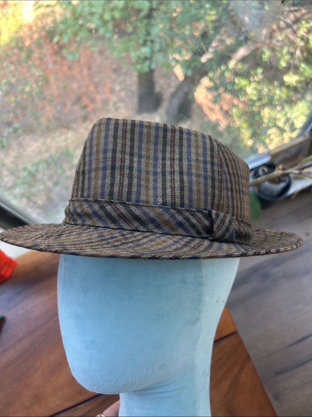 Mayser Wool Vintage Fedora Hat in Brown and Navy !! Small